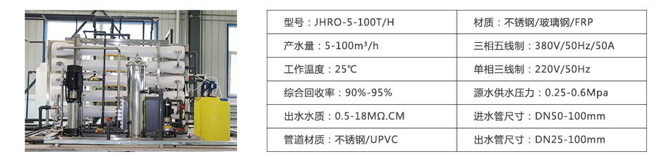 工業高純水設備參數表 工業高純水設備參數表