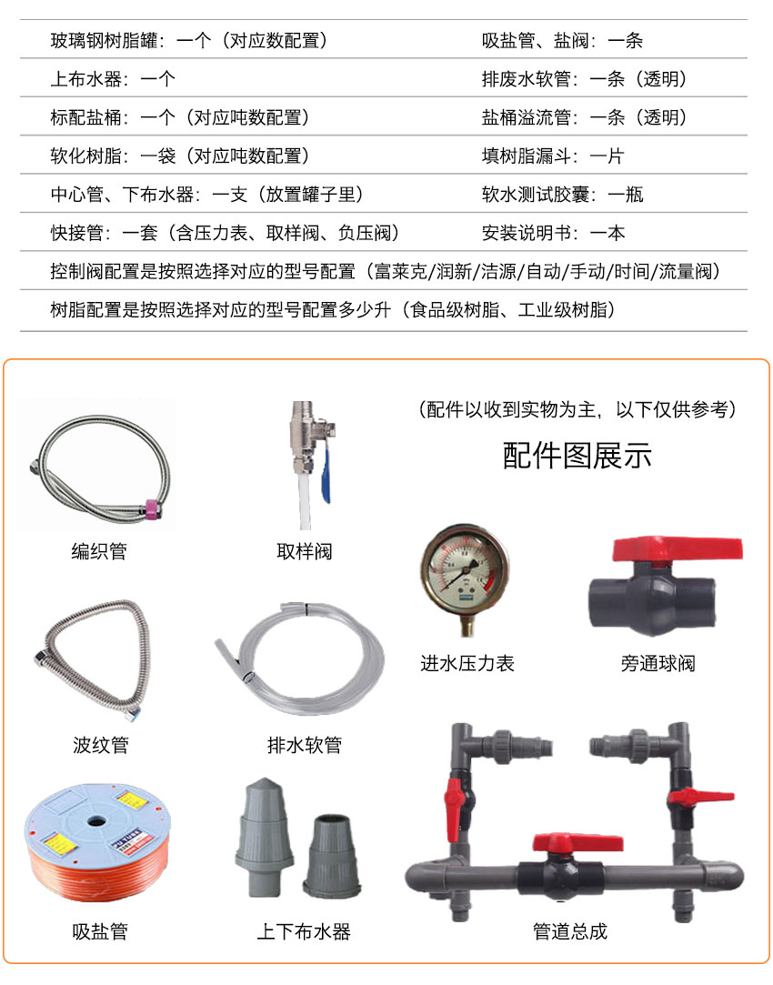 軟化水處理設(shè)備配置清單 軟化水處理設(shè)備配置清單